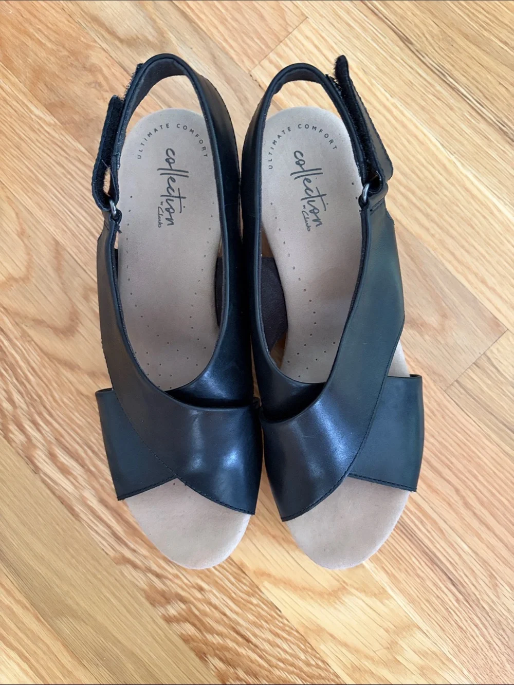 Collection by Clark’s Black Wedge Slingback Sandals sz 9.5 Women's